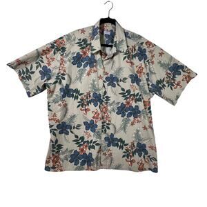 HALF MOON BAY Hawaiian Shirt Size XXL Button Front Floral Cotton Camp Shirt